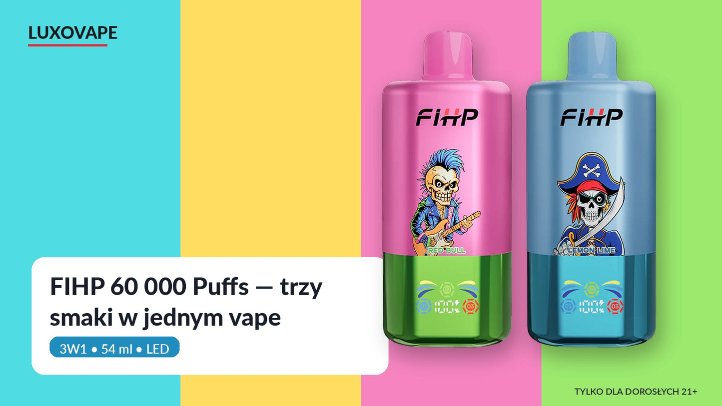 FIHP 60 000 Puffs: przewodnik po vape z trzema smakami